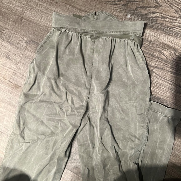 Express Women 00 Olive Green High Waist Belt FoldOver Pant Buckle Pocket - Picture 6 of 6
